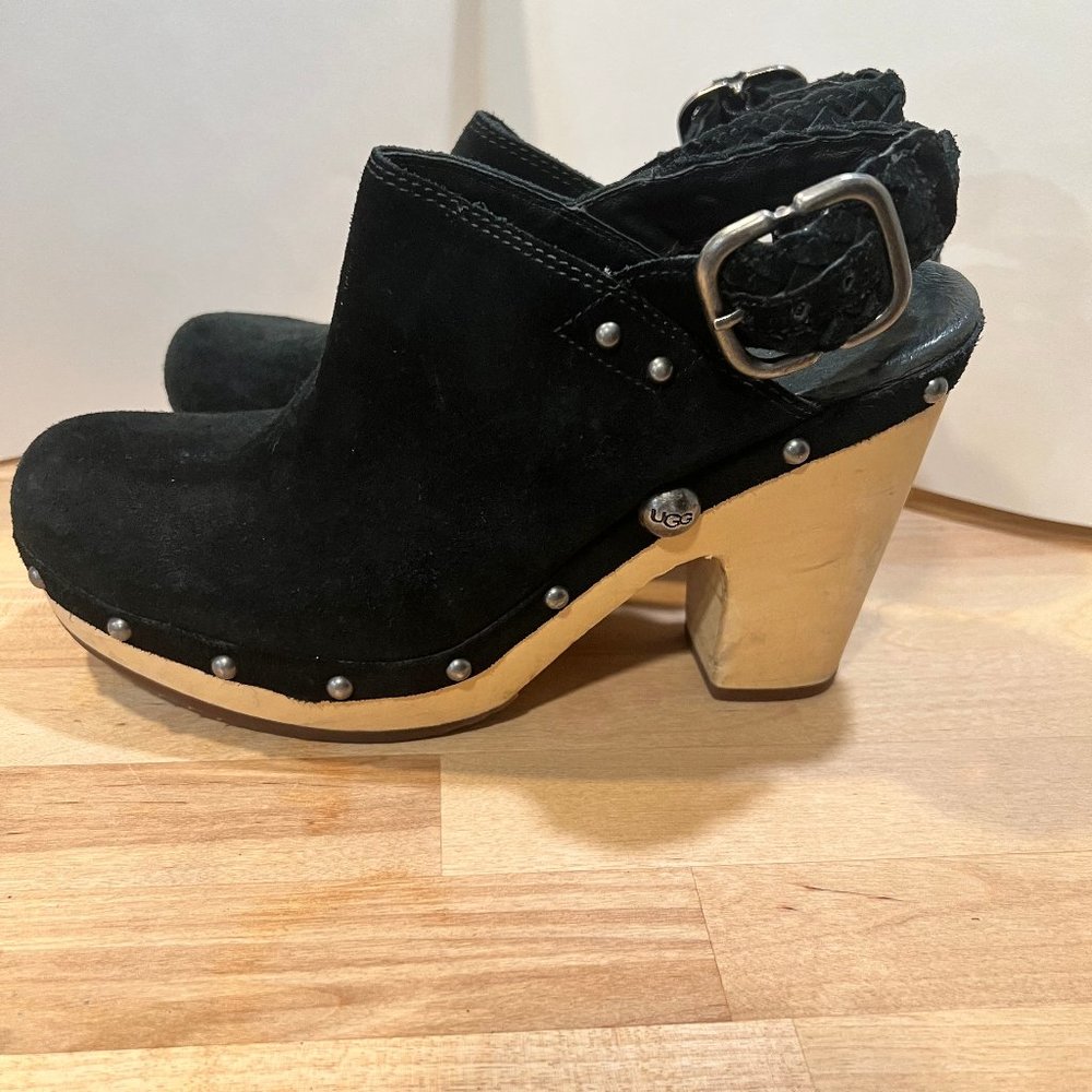 UGG Uggs Sling back clog Black suede 8m